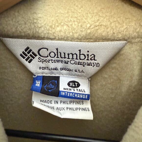 COLUMBIA VINTAGE Men's XL TALL CORE Interchange Fleece Zip Jacket Outdoor Beige - Picture 9 of 13